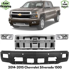 Front Bumper Paintable & Grille Kit For 2014-2015 Chevrolet Silverado 1500