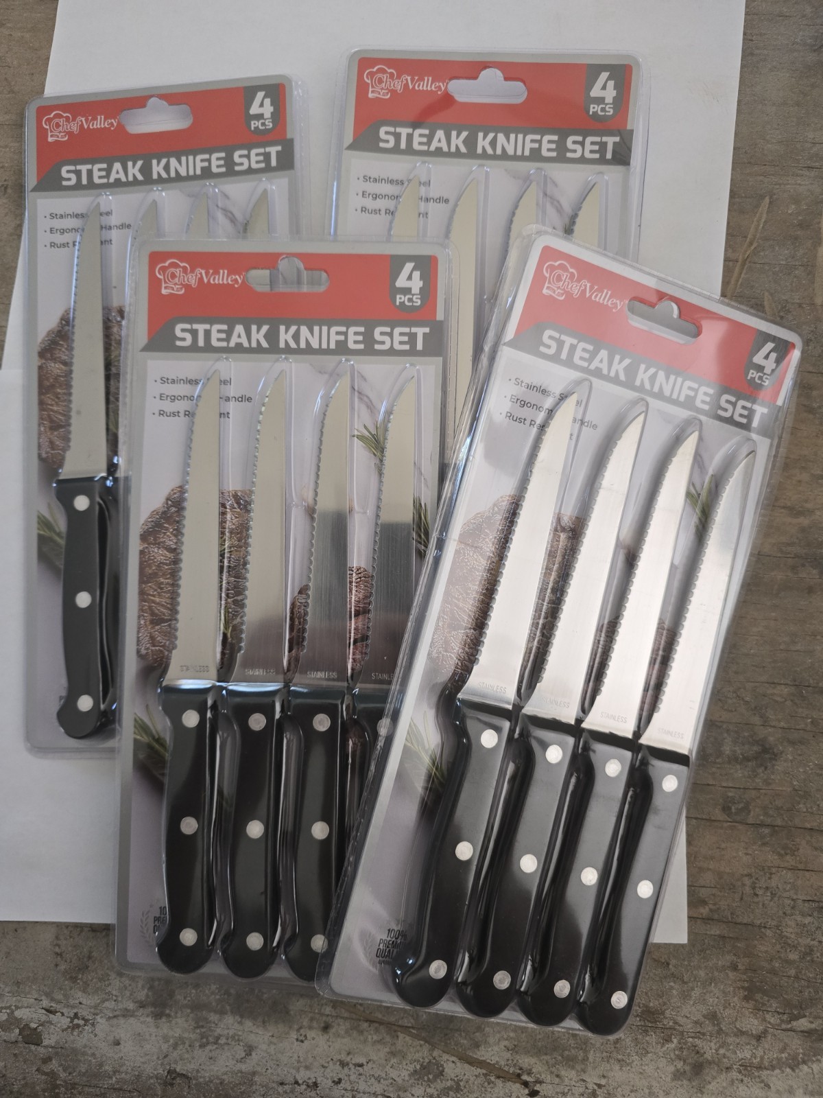 16 pc. Steak Stainless Knife Set - Serrated Steak Knifes