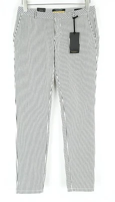 Maison Scotch Pantalon Femme W27/L32 Slim Fit Chino Rayé Blanc Noir - Photo 1/4