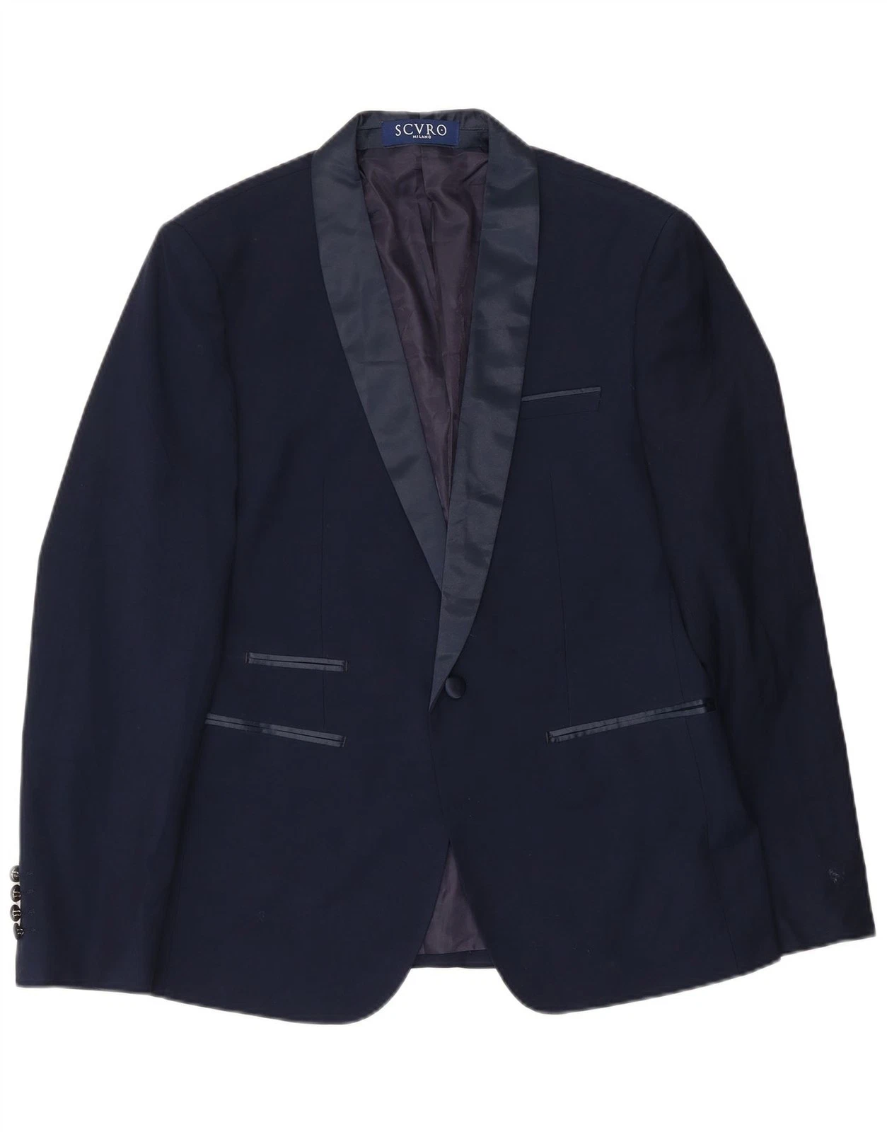Vintage Mens 1 Button Blazer Jacket IT 52 XL Navy Blue Polyester BB29