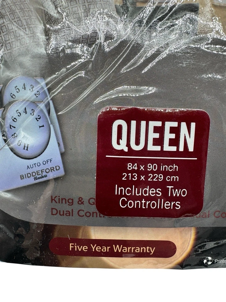 Manta Eléctrica MicroFelpa Calefacción Biddeford Queen Gris Completo Doble Control 90x84 Foto 2 de 4