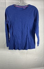Boden Women's Blue Slub Cotton Raglan Long Sleeve T-shirt Lightweight Sz 4