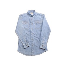 Wrangler Shirt Blue Denim Men's Size Small Western Button Up Cowboy Workwear