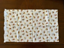 TODDLER PILLOWCASE 2 SIDED BEARS With Letters & Lace Trim COTTON  12" X 19"