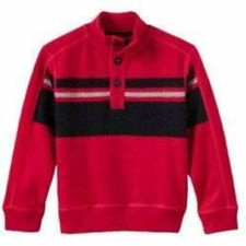 Boys Polo Sweater Chaps 18/20 Red Fleece Long Sleeve Mock Neck 3 Button