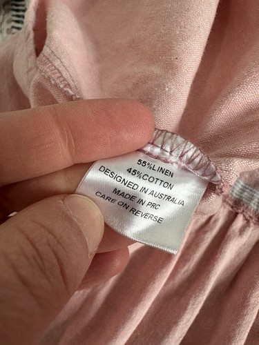 La Boheme Girls Pink Linen Cotton Check Tartan Midi Dress Modest Cottagecore M L - Picture 20 of 21