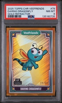 2025 Topps Chrome Veefriends Daring Dragonfly Gold 21/50 PSA 8