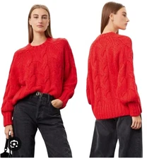 Love,Whit By Whitney Port Red Cable Oversized Sweater Size Medium