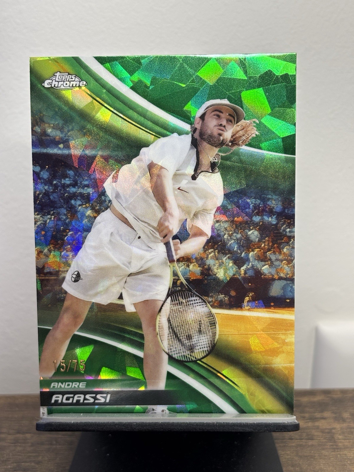 Andre Agassi 2025 Topps Chrome Sapphire Green Refractor /75 #244