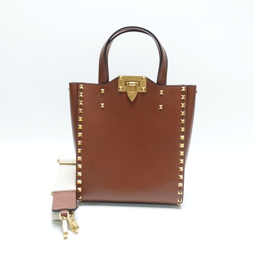 Valentino Rockstud Brown Leather Satchel T10445155