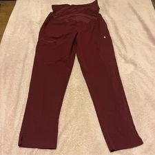 Figs Womens Zamora Maternity Jogger Scrub Pant Burgundy Size SP Medical Nurse