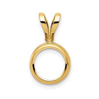 Echt 14K Gelbgold 6mm Runde Einfassung Anhänger Fassung; Damen & Herren