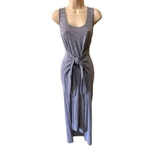 La Blanca Maxi Dress Knit‎ Tie Waist Sleeveless Casual Heather Blue M