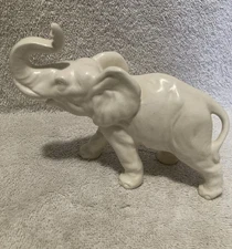 Lipper And Mann Creations Vintage Japan White Ceramic Elephant Figurine Trunk Up