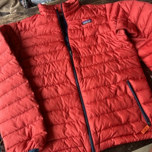 Patagonia Down Sweater Jacket Youth XXL Orange Insulated Full Zip Puffer
