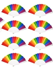 12pc Pack Rainbow Folding Fans Pride Decorations Pride Fan Gay Lesbian Wedding P