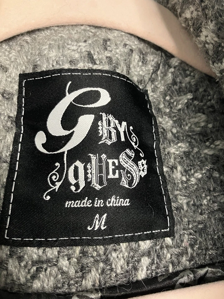 Gabardina para mujer G By Guess negra gris a cuadros con cinturón mezcla de lana talla M Foto 3 de 4