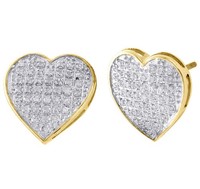 JFL 10K Gelbgold Diamant Ohrstecker Herz Damen 13,80Mm Pave 1/4 Ct.