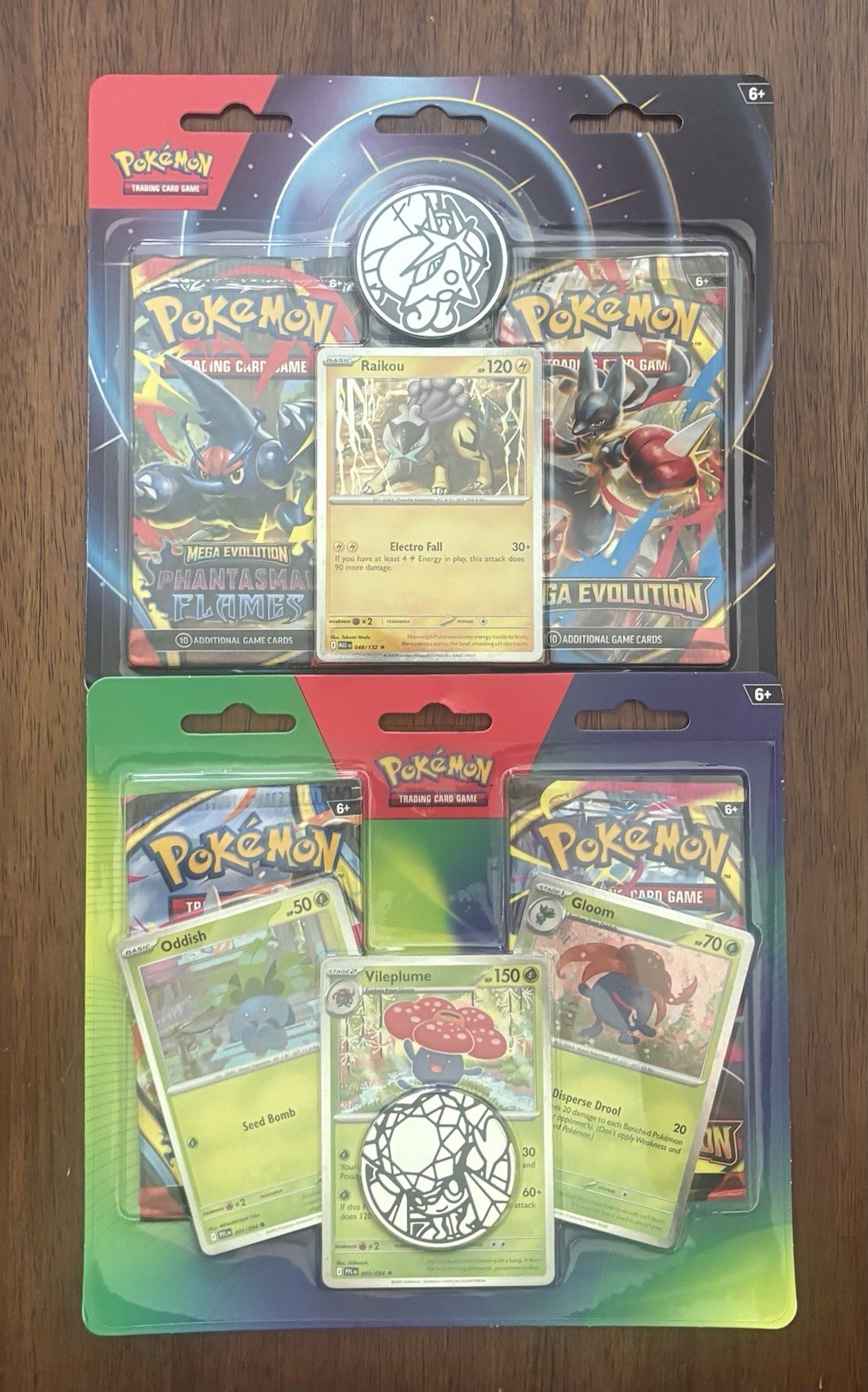 Pokémon TCG 2-Pack Blister Lot: Factory Sealed, Raikou, Oddish, Vileplume, Gloom