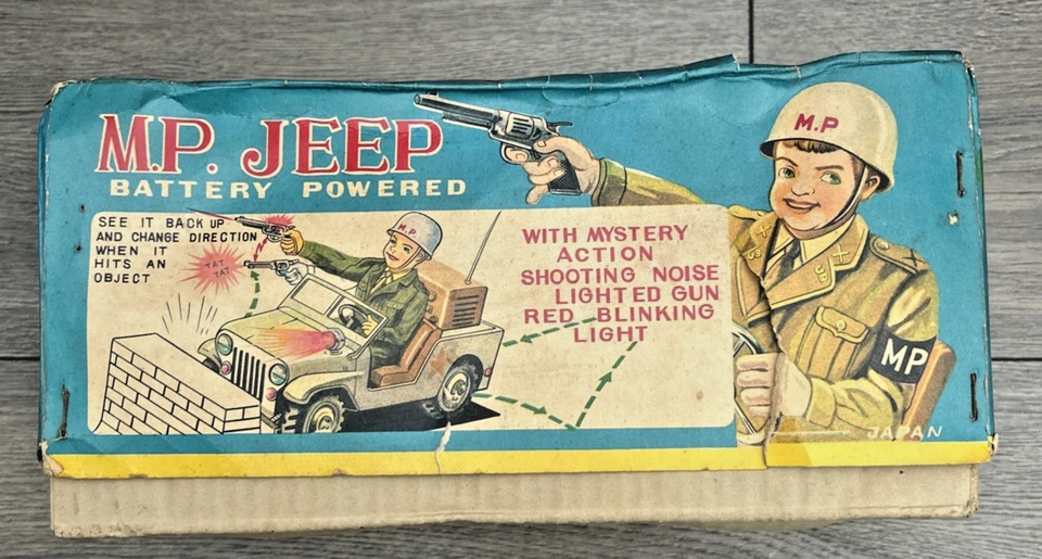 Rare Vintage 1960s Daiya Battery Operated Tin Military Police Jeep from Japan - Image 4 of 4
