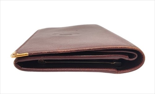 Must De Cartier Leather Bi-fold Envelope Wallet Bordeaux (1001-1) - Picture 4 of 22