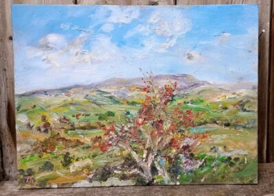 Weißdorn, Calver Hill, Swaledale.signiert.Leinwand.Yorkshire Dales.Ölgemälde