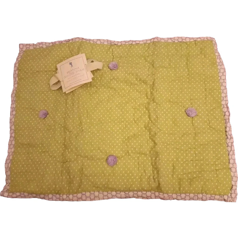 Nuevos pompones Pottery Barn Kids punto verde Brianna estándar SHAM lavanda púrpura Foto 3 de 4
