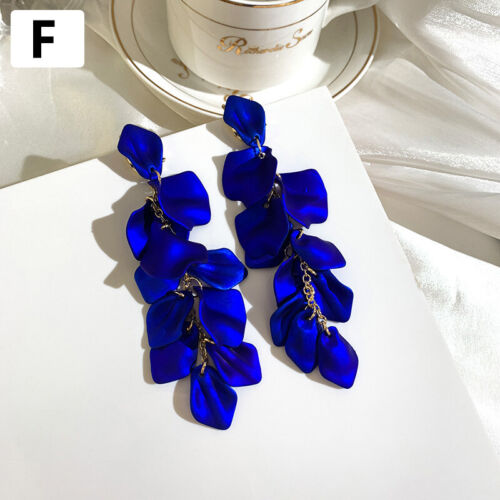 1Pair Women Dangle Drop Earrings Rose Petal Long Tassel Earrings Jewelry Earring - Picture 12 of 20