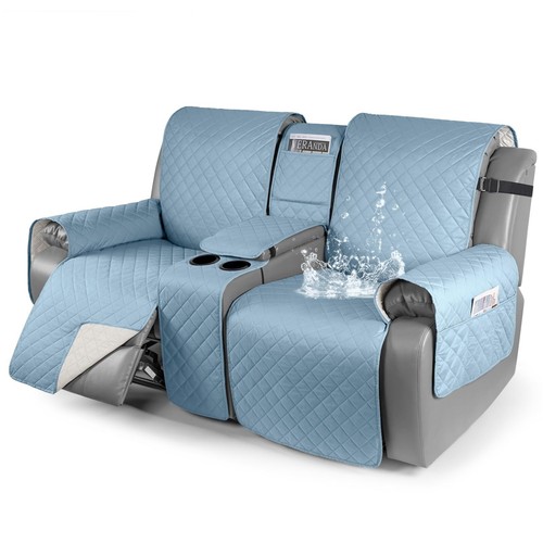 Loveseat Recliner Sofa Covers with Console Waterproof Split Recliner Slipcovers - Picture 50 of 57