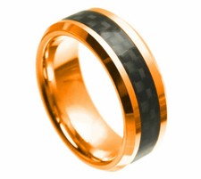 8mm Men's or Ladie's Tungsten Carbide w. Carbon Fiber Inlay Wedding Band Ring