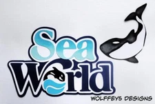 SEAWORLD KID TITLE premade paper piecing scrapbook diecut page piece 3D page