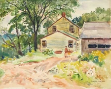 Watercolor on paper View Country Homestead by Egbert Cadmus American 1868-1939 
