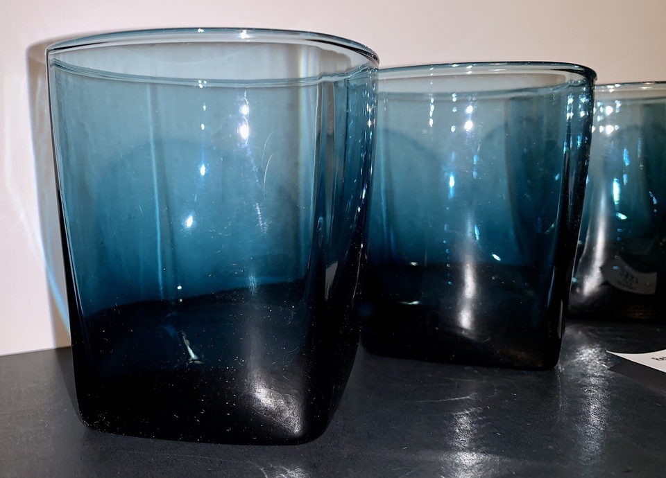 Anchor Hocking Rio Coastal Blue Glasses Old Fashioned Cocktail Lowball