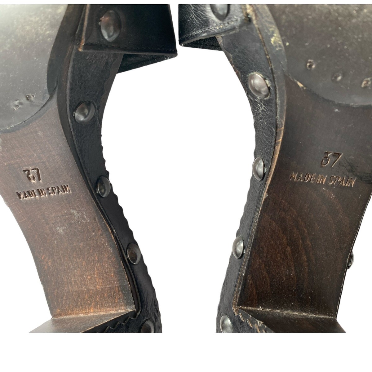 YSL YVES SAINT LAURENT Black Leather Strappy, Wood Clog YSL YVES SAINT LAURENT Black Leather Strappy, Wood Clog