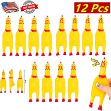 12 Pcs of Small Squeaky Rubber Chicken Chew Toy with Playful Squeeze Sound