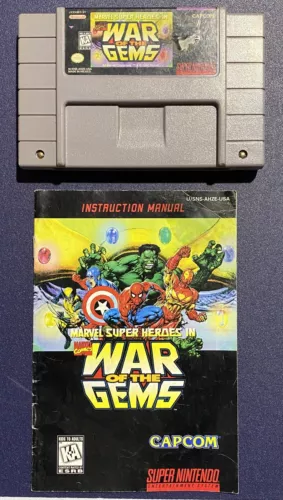 Marvel Super Heroes in War of The Gems Super Nintendo SNES Game & Manual Tested