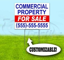 COMMERCIAL PROPERTY FOR SALE CUSTOM 18x24 Yard Sign WITH STAKE Bandit REALTY