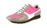 Prada Leder Nylon Prax Sneaker - 3E6026 - Grau Pink Fuxia Neu - 39,5 40 Uk 6.5