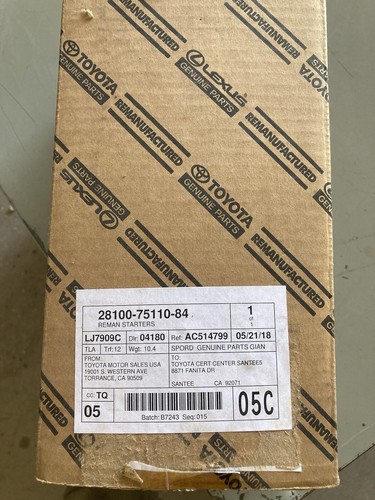 Remanufactured Toyota Denso Starter 28100-75110-84 - Picture 2 of 4