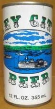KEY CITY BEER ss CAN with STEAMBOATS & WATER Dubuque Star Brewing IOWA 1979 gd.1