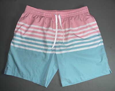CHUBBIES Men's XL Lined Swim Trunks Drawstring Pockets 7'' Inseam Pink Blue MINT!