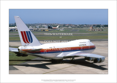 United Airlines Boeing 747-SP21 A2 Art Print – At Sydney – 59 x 42 cm Poster - Bild 1 von 3