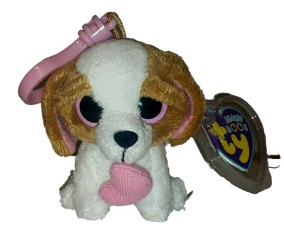 Ty Beanie Boos Key Clip COOKIE the Brown Dog w/ Heart (Italy Tags) 3