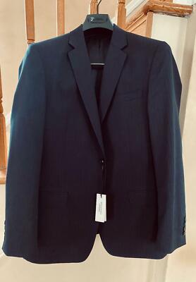 VERSACE COLLECTION Black Stripe Wool 2Btn Flat Front Jacket 50 US 40R NEW w Tags