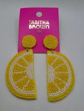 Tabitha Brown By Target Glass Seed Bead Lemon Wedge Goldtone Dangle Earrings 