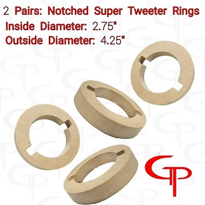 GP AUDIO Notched Super Tweeter Door Pod Baffle (2 Pair) Speaker rings spacer GP Car Audio