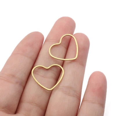 50 piezas colgantes de latón crudo con dijes de corazón de amor abierto para hacer joyas 19*17 mm