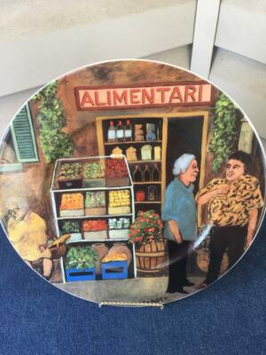 Williams Sonoma Tuscan Storefronts Alimentari Dinner Plate Guy Buffet Mint