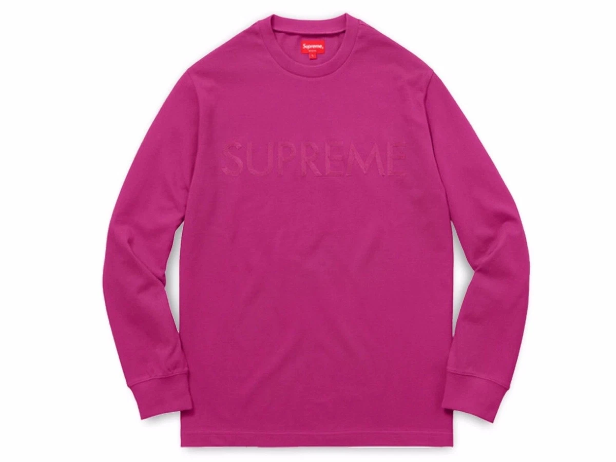 2017 Supreme Pique Logo Top L/S Magenta Long Sleeve Size Medium