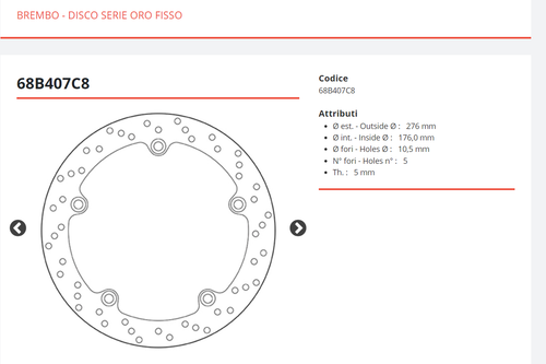 DISCO FRENO POSTERIORE BREMBO SERIE ORO BMW R 1150 GS ABS 1999-2000 2001 2002 - Foto 9 di 9